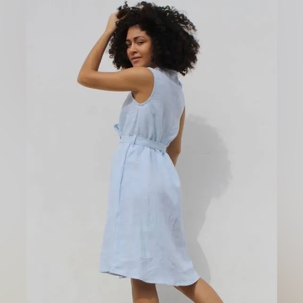 Barbour Summer‎ Tartan Women’s Linen Dress Light Blue Size 6 Midi